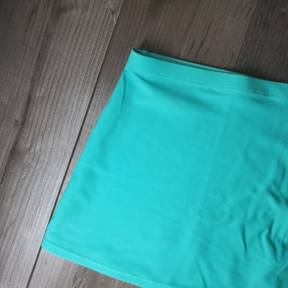 NWT ZEROXPOSUR Girl’s Turquoise Ruched Swim Skirt Coverup M 10 / 12